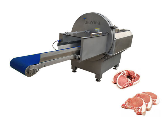 Macchina blu dell'affettatrice della carne di industria del trasportatore con il sistema della parte